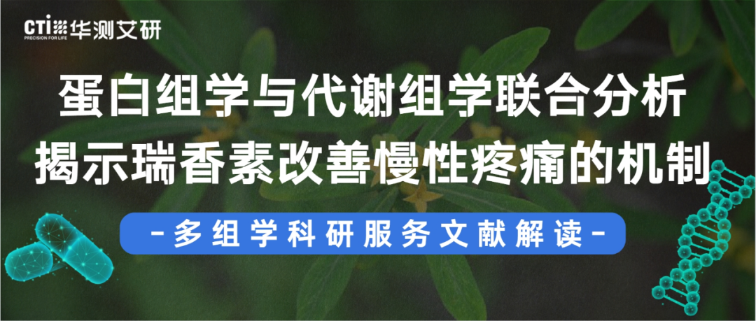 文献解读 | 蛋白组学与代谢组学联合分析揭示瑞香素改善慢性疼痛的机制